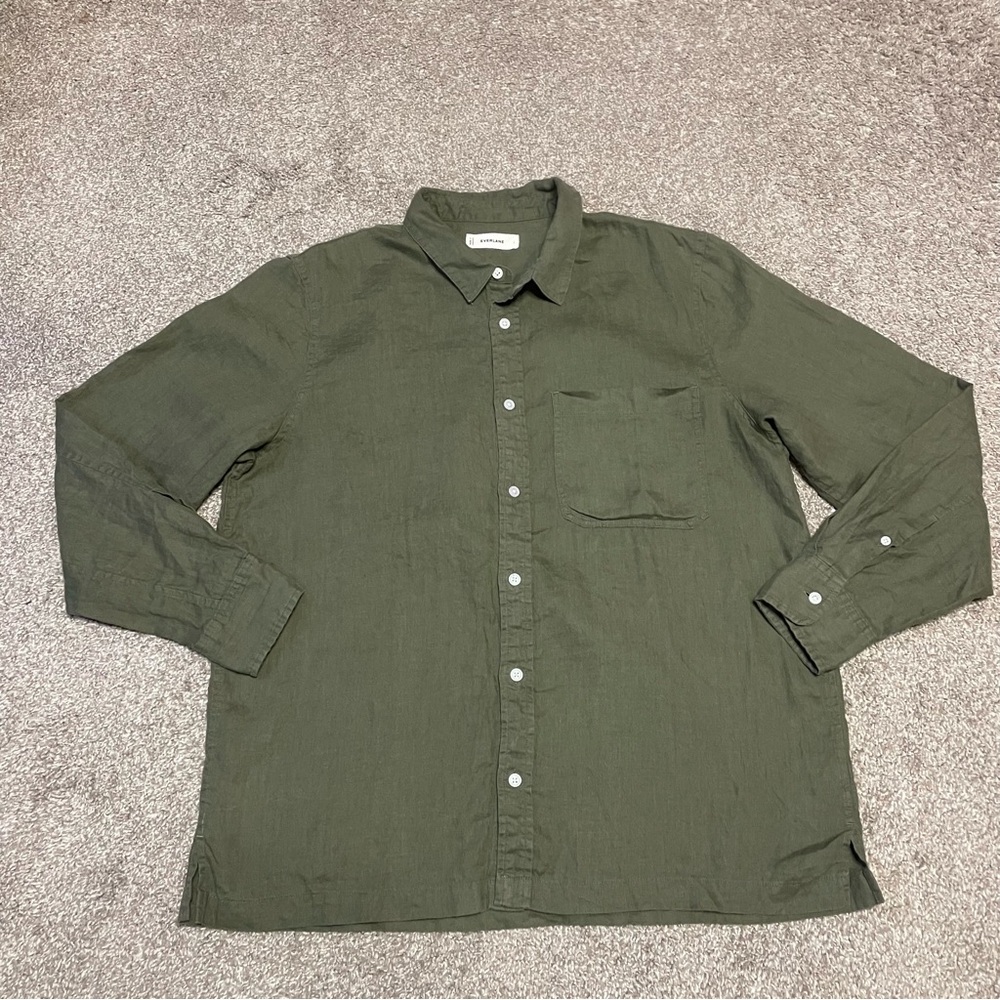 Men’s Everlane Straight Hem 100% Linen Button Down Shirt Size L